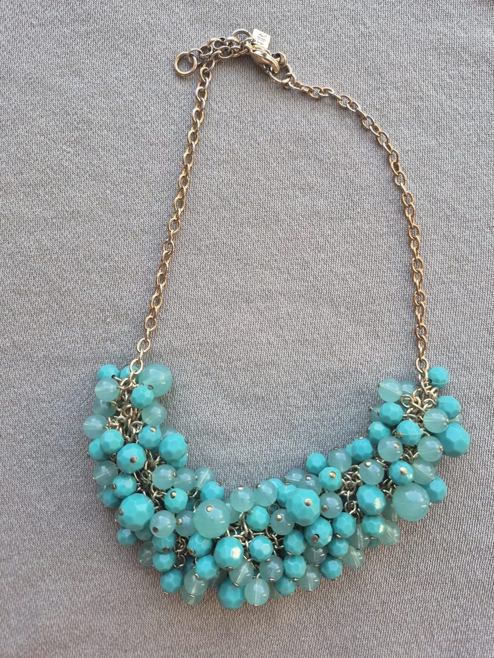 Banana Republic Aqua Cluster Bib Necklace with Gold-Tone Chain